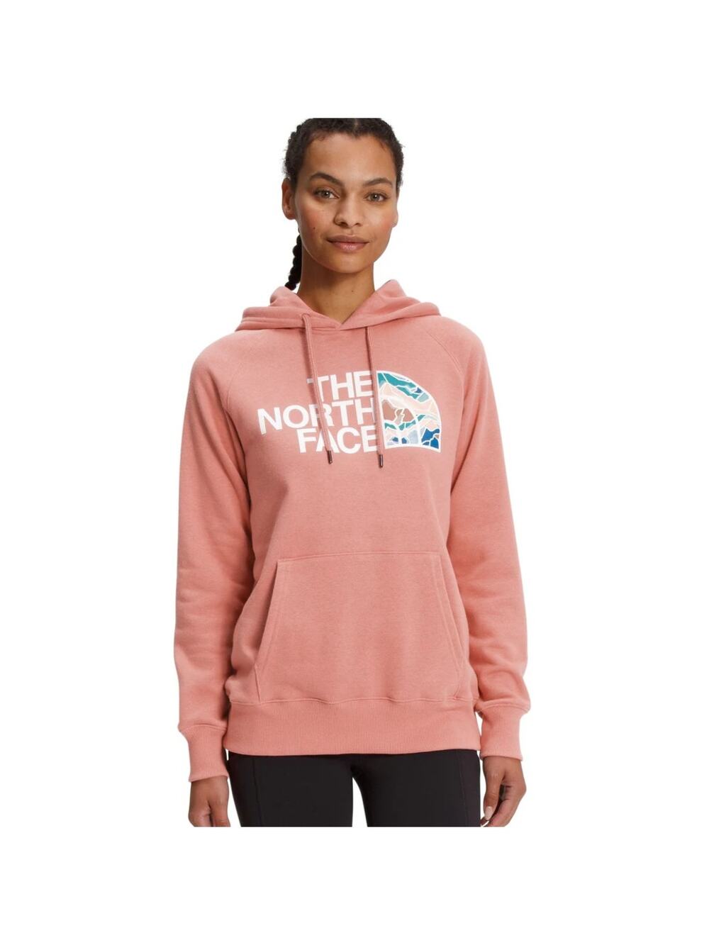 The North Face Hoodie Sweatshirt Womens L Pink Mauve Mountain Graphic Pullover